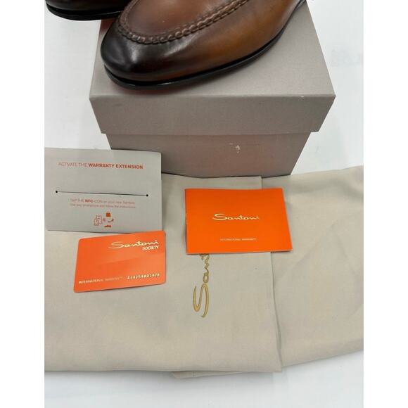 Men\'s Santoni Carlo soft furnished Leather penny loafers size 8 US made in Italy main image 8